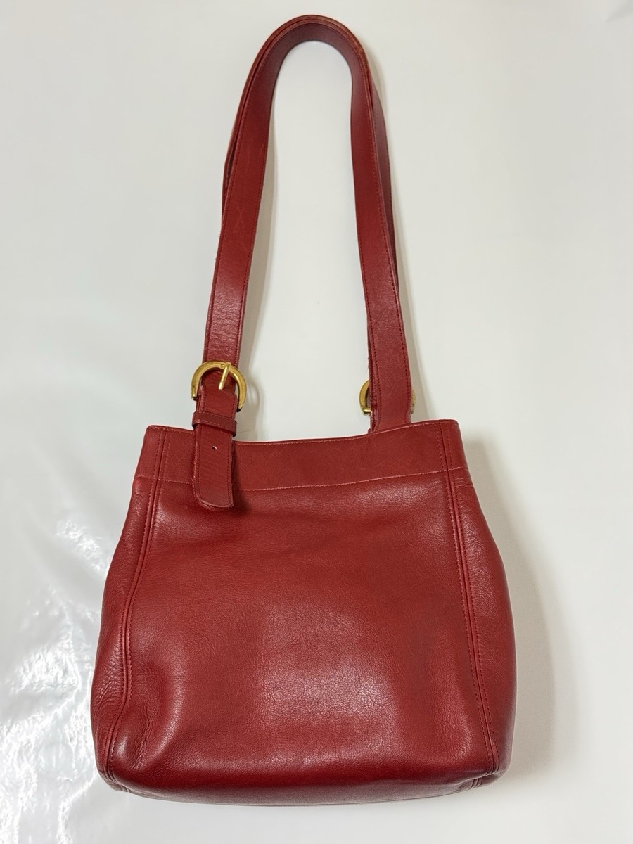 Authentic Vintage old COACH Red Leather shoulder Hand Tote Bag
