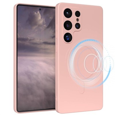 Silikonhülle magnetisch für Samsung Galaxy S25 Ultra Magnet TPU Bumper in Rosa