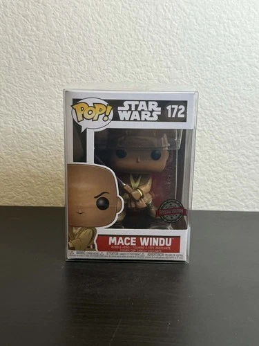 Funko Pop! Star Wars Mace Windu #172 Special Edition Silver Sticker In Protector