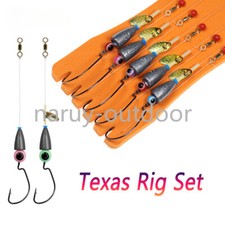5pcs Texas Rig Set Carolina Rig Kit Crank Hook Fishing Tackle Bass Fishing