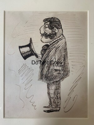 Sir Max Beerbohm (1872-1956) frühe Original Karikatur/en Mann mit Zylinder legal