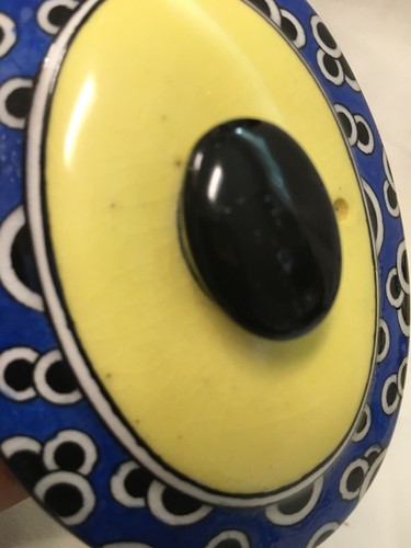 Antique Royal Doulton Cobalt/Black/Yellow MID-CENTURY MODERN DESSERT SET #9281 - Picture 10 of 12