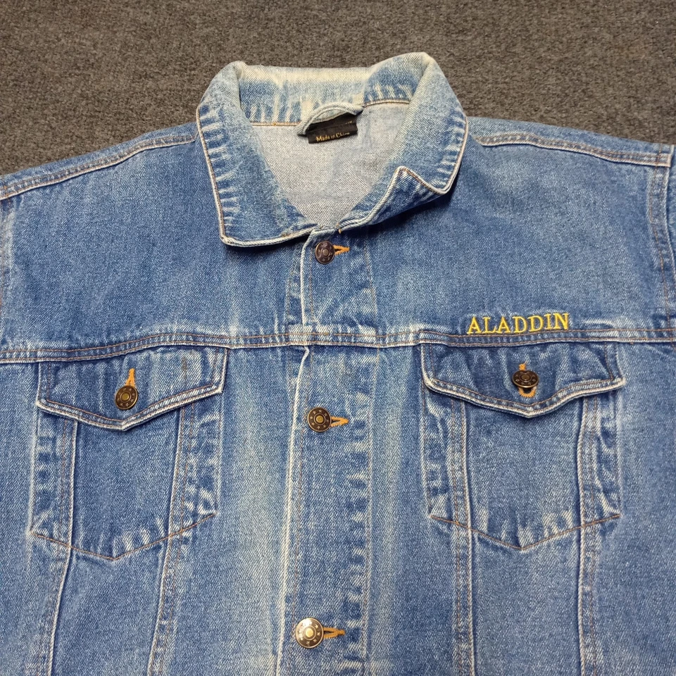 Vintage Aladdin Las Vegas Denim Trucker Jacket Casino Hotel 90s - Image 2 of 4