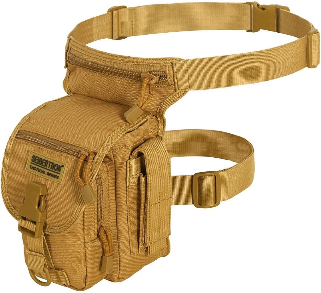 Seibertron Tactical Leg Thigh Bag Khaki Waterproof Outdoor Hiking