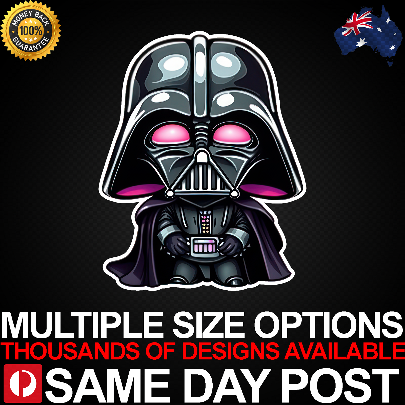 Cute Chibi Pink Vader Vinyl Sticker for Car or Laptop Entertainment Decal