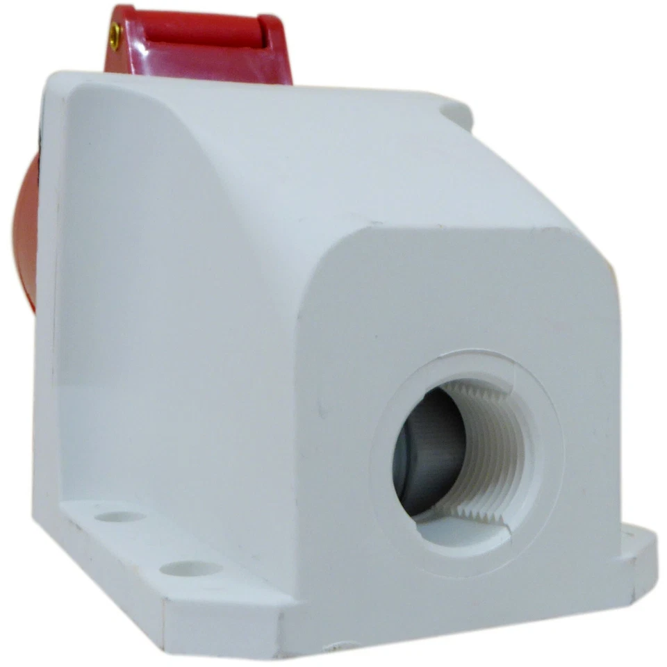 16 Amp Socket 5 Pin Surface Wall Mount 400V 3 Phase Red Outdoor IP44 Industrial - Image 4 of 4
