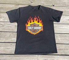Vintage 90s Harley-Davidson Flames Logo T shirt size Meduim MADE IN USA