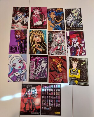 C. 4) Monster High, Panini Karten Konvolut, 2013, Abbey, Cleo, Ghoulia, Draculaura