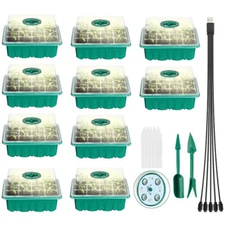 5/10Packs Seed Starter Trays With Grow Light Humidity Dome Germination Cover Kit