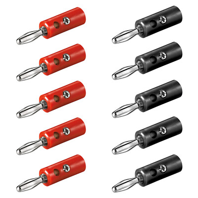 5x Bananenstecker Set Rot+Schwarz 4mm Bananen Stecker Banana Lautsprecherkabel