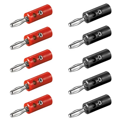 PERFECT EQUIPMENT FOR YOUR HOME 5x Bananenstecker Set Rot+Schwarz 4mm Bananen Stecker Banana Lautsprecherkabel