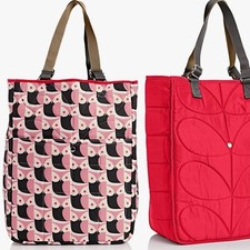 Orla Kiely Little Owl Reversible Rucksack Candy Red Large Tote New