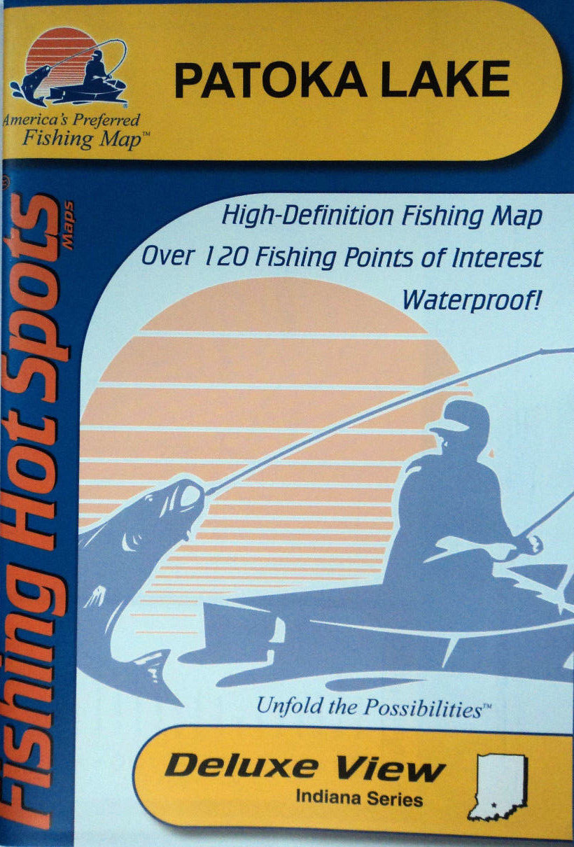 Patoka Lake Detailed Fishing Map, GPS Points, Waterproof, Depth