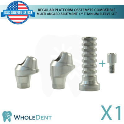 1X Osstem  TS Compatible RP Multi Angulated Abutment 17° Titanium Sleeve Set