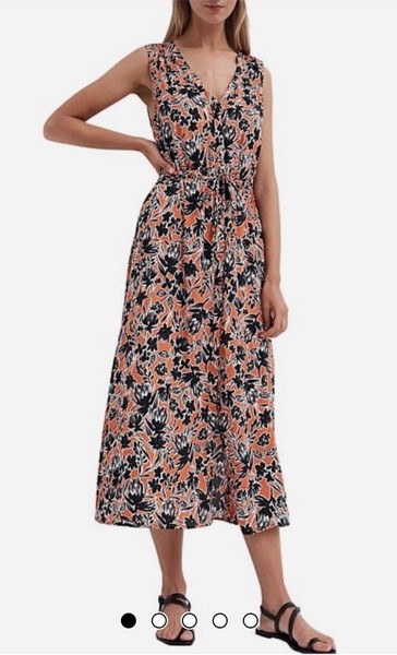 WITCHERY Urban Leaf Maxi Shirt Dress Size 12 V Neck Button Sleeveless