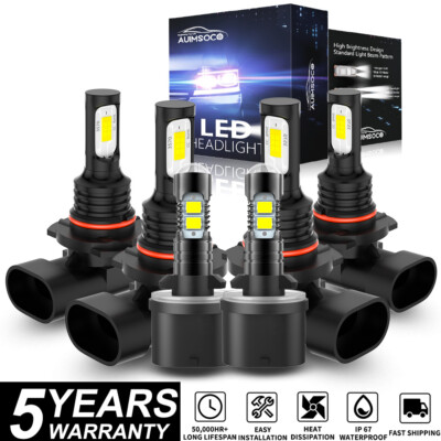 9005+9006+880 LED Headlight Kit Hi-Lo Beam + Fog Light Bulbs HB3 HB4 893/899 6X