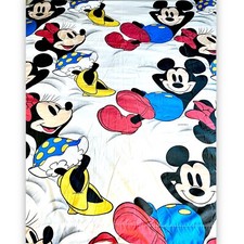 Vintage 80s Disney Mickey  Minnie Mouse Twin Cotton Flat Bed Sheet USA Wamsutta