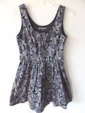 Forever 21 Womens Size S Dark Floral Lined Small Waist Dress Cotton EUC