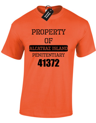 PROPERTY OF ALCATRAZ HERREN T-SHIRT GEFÄNGNIS GEFÄNGNIS KOSTÜM LUSTIG KRIMINELLES DESIGN