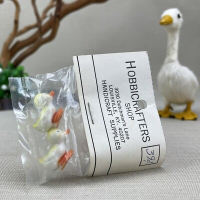 Package of 2 Tiny Ducks Vintage Hobbicrafters Arts & Crafts Plastic Cake Topper