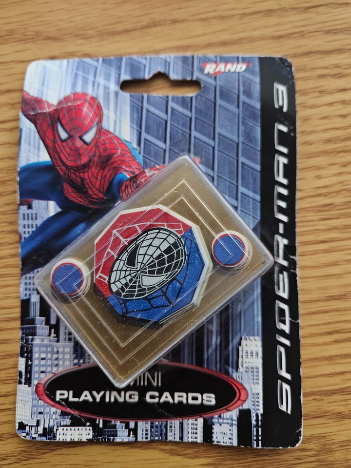 Factory-sealed retro Spider-Man 3 mini playing card deck — a sealed collectible time capsule from the Raimi era that doubles as a functional novelty.