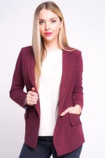 New Womens Tailored Blazer Jacket Size 8 10 12 14 Ladies Coat Wine