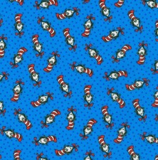 Feline Drive Fabric A LITTLE DR SEUSS Cat in the Hat - Fat Quarter 18"x22" FQ