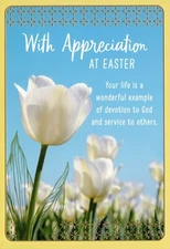Religious EASTER APPRECIATION Card FOR CLERGY, White Tulips God by DaySpring +✉