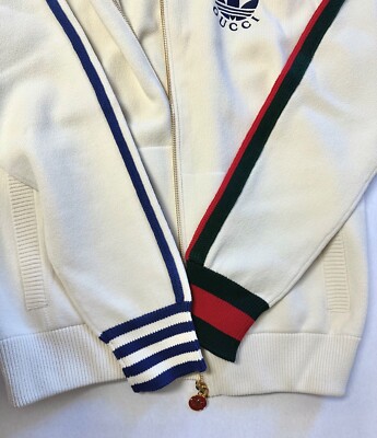 GUCCI ADIDAS VISCOSE TREFOIL WEB Stripe Zip Up Track Sport GUCCI ADIDAS VISCOSE TREFOIL WEB Stripe Zip Up Track Sport