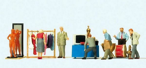 Preiser 10619 HO Scale Flea Market/Garage Sale Set w/Accessories #3 -- pkg(7)