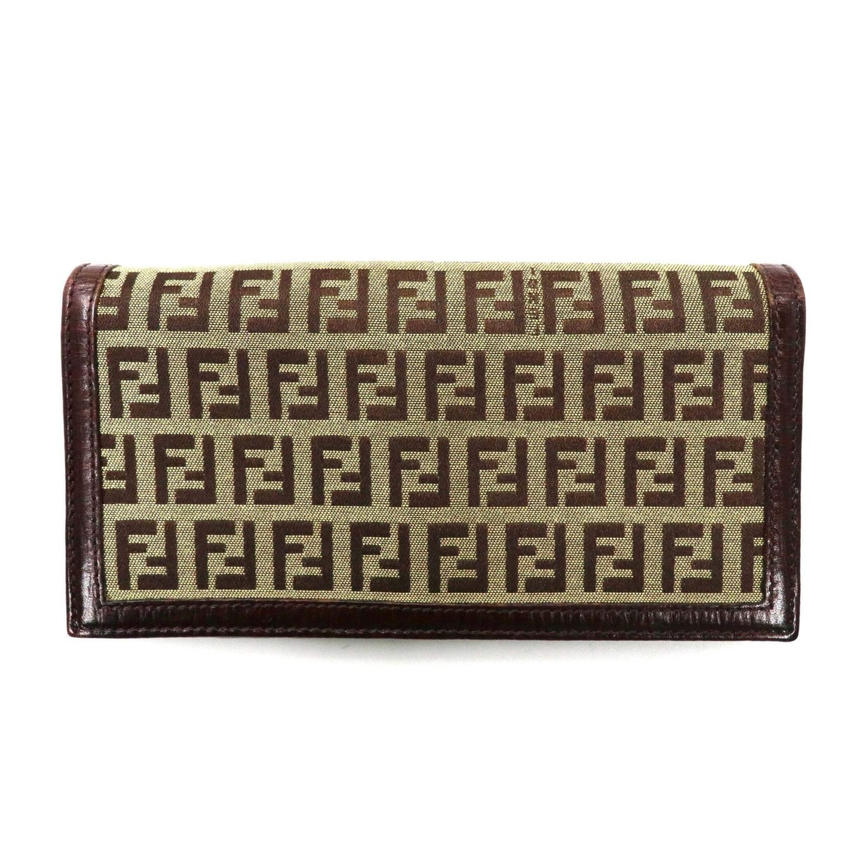 FENDI LONG WALLET Brown Canvas Leather Zucchino Vintage 2270 FENDI LONG WALLET Brown Canvas Leather Zucchino Vintage 2270