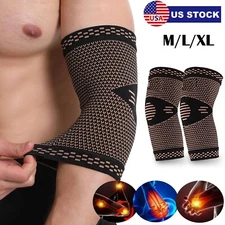 Copper Elbow Brace Compression Support Sleeve Arthritis Tendonitis Joint Pain US