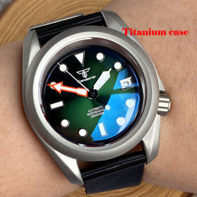 Real Titanium Diving Automatic Watch for Men Sandblast NH35 Waterproof Sapphire