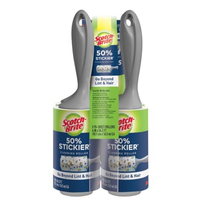 Scotch Brite 3M Lint Roller 50% Stickier 95 Sheets Pet Hair, Crumbs 5 Pack