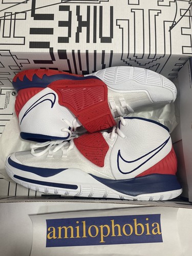 kyrie 6 white blue red