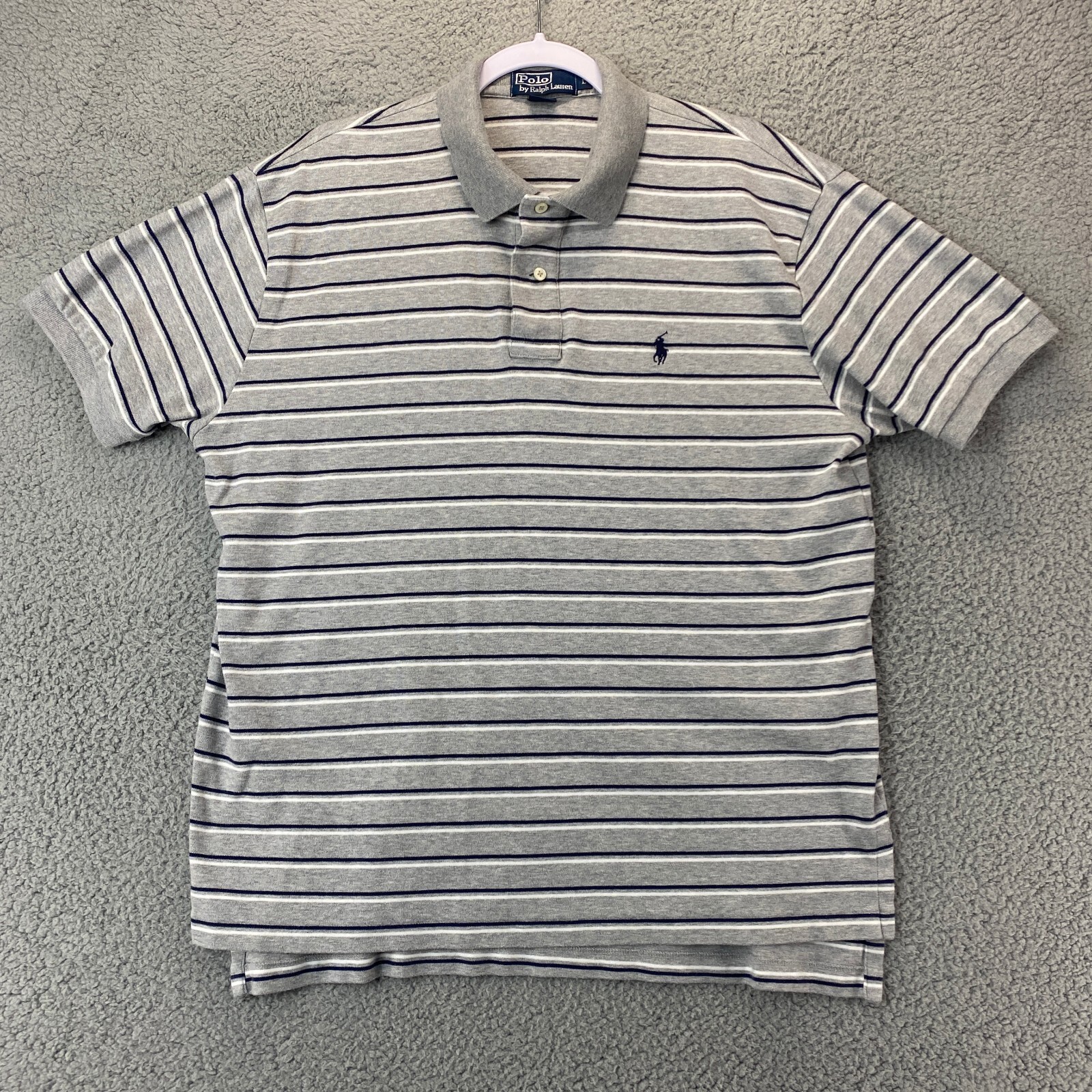 Polo Ralph Lauren uomo grande grigia a righe pony casual camicia manica