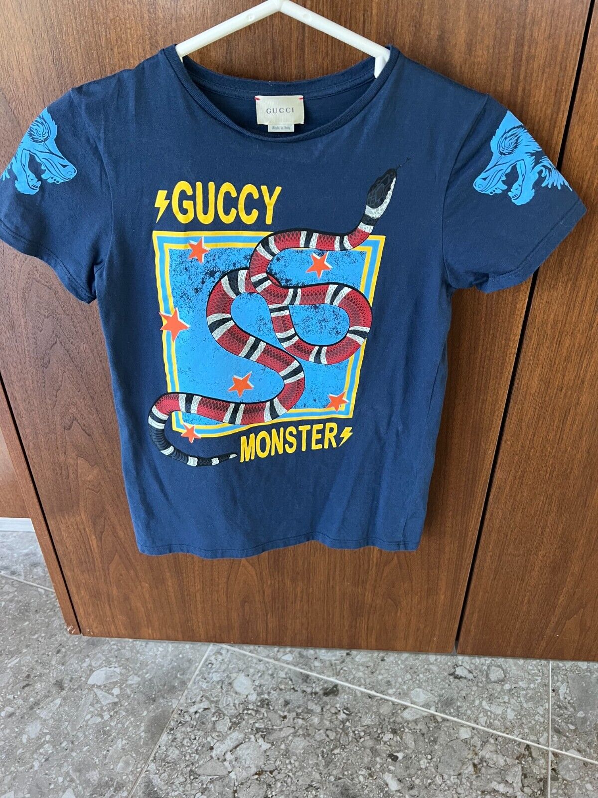 GUCCI T Shirt Boys Navy/Red/Yellow/Lite Blue/Orange Size:12Y