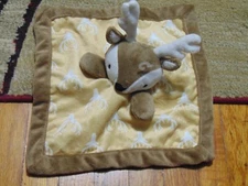 Levtex Baby Infant Brown Tan White Deer Security Blanket Lovey Antlers reindeer