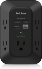 USB Wall Charger Surge Protector - 5 Outlet Extender with 4 USB Charging Ports 