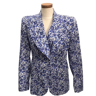 The Vampire's Wife Liberty Jacket Floral Print Notch Lapel Blazer Blue Size 12