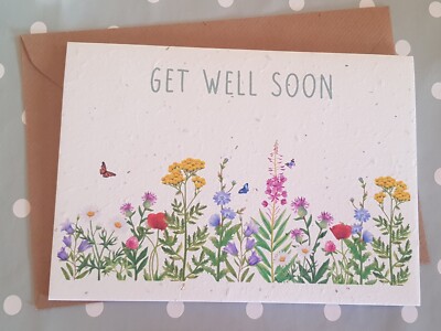 Umweltfreundliche Get Well Soon Karte, pflanzbar, Saatgut, Wildblumen, Samenkarte,