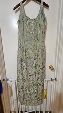 Women's large 90s style light green Floral purple Embroidery Slip Dress 