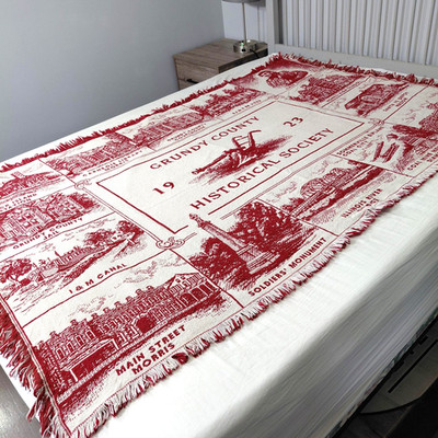 Mill Street Design Grundy County IL Blanket Throw 81x50 Red Cotton Scenic USA