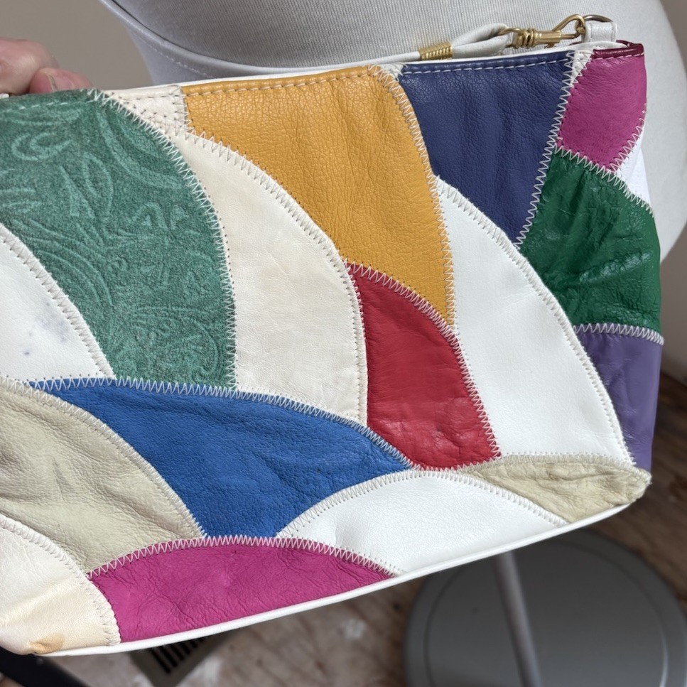 Multicolor Leather Patchwork Crossbody Bag Purse … - image 3