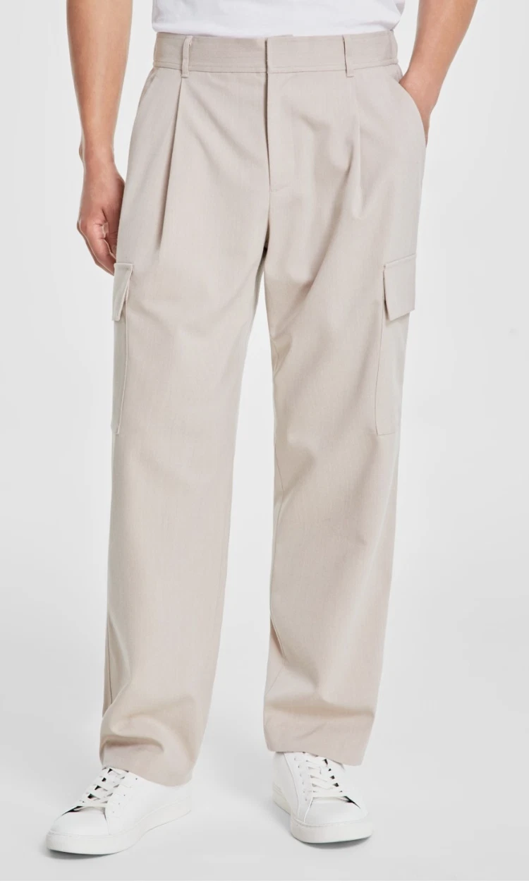 Alfani Mens Refined Cargo Pants Beige Heather Size 40Wx30L