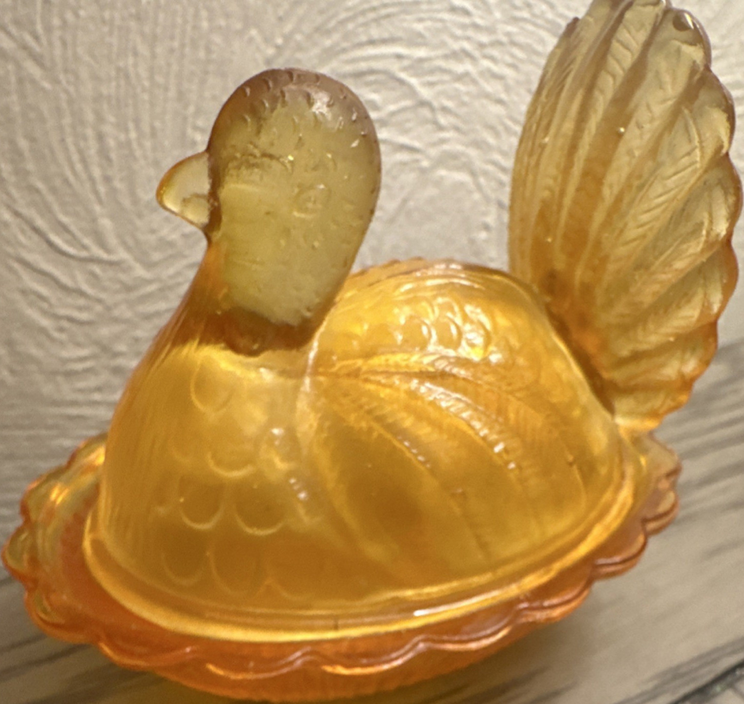 Amber Glass Turkey on Nest
