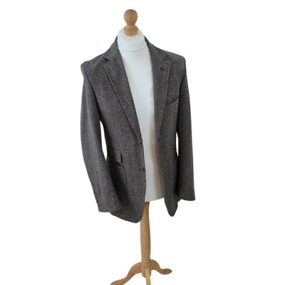M&S Autograph Moon Tweed Blazer Jacket Mens S Brown Wool British Cloth