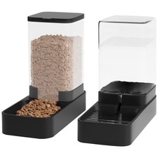Automatic Cat Feeder and Water Dispenser in Set with Pet Food Bowl,Gravity Dog