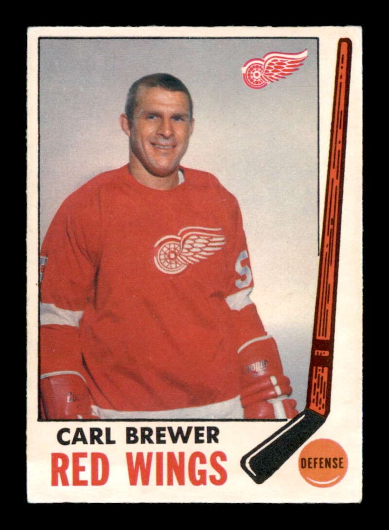Carl Brewer #59 Hockey Cards 1969 O-Pee-Chee trading card — raw and PSA graded price guide