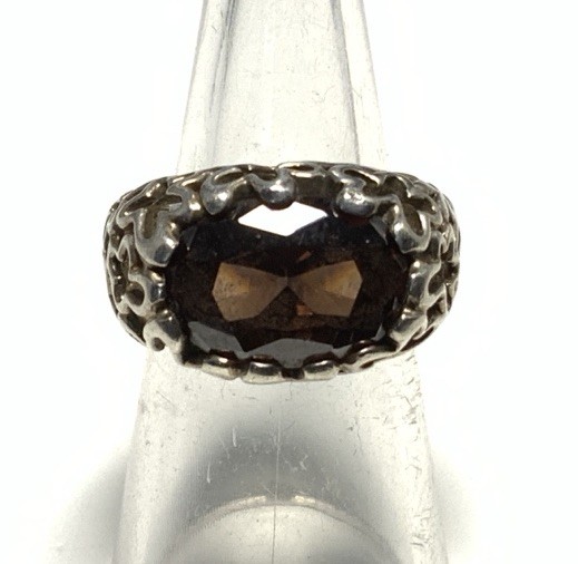Sterling Silver 925 Smokey Quartz Ring Size 5 MD10